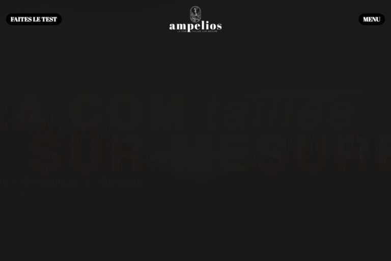 Page d'accueil du site Ampelios réalisé par l'Agence Arbane