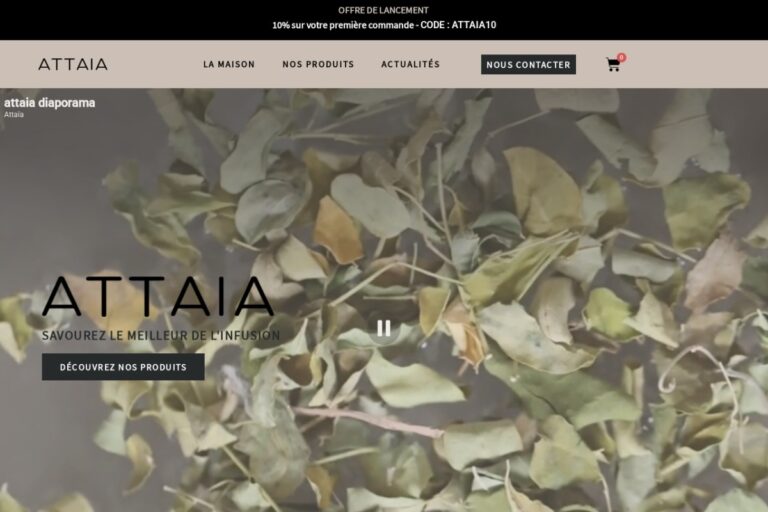 Page d'accueil du site Attaia réalisé par l'Agence Arbane