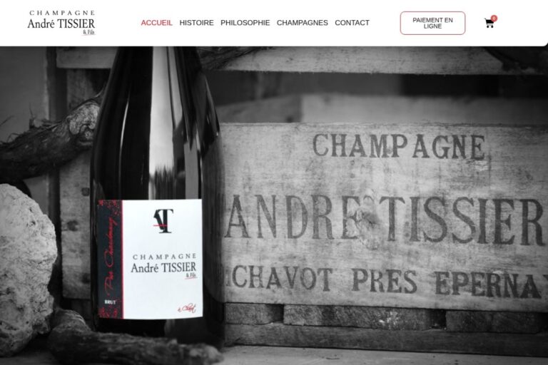 Page d'accueil du site Champagne André Tissier & Fils réalisé par l'Agence Arbane
