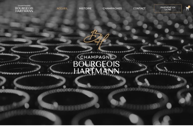 Page d'accueil du site Champagne Bourgeois-Hartmann réalisé par l'Agence Arbane
