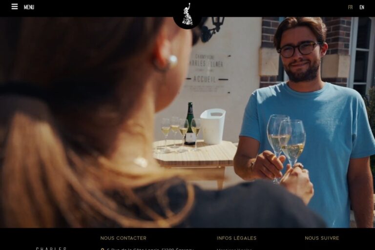 Page d'accueil du site internet Champagne Charles Ellner réalisé par l'Agence Arbane