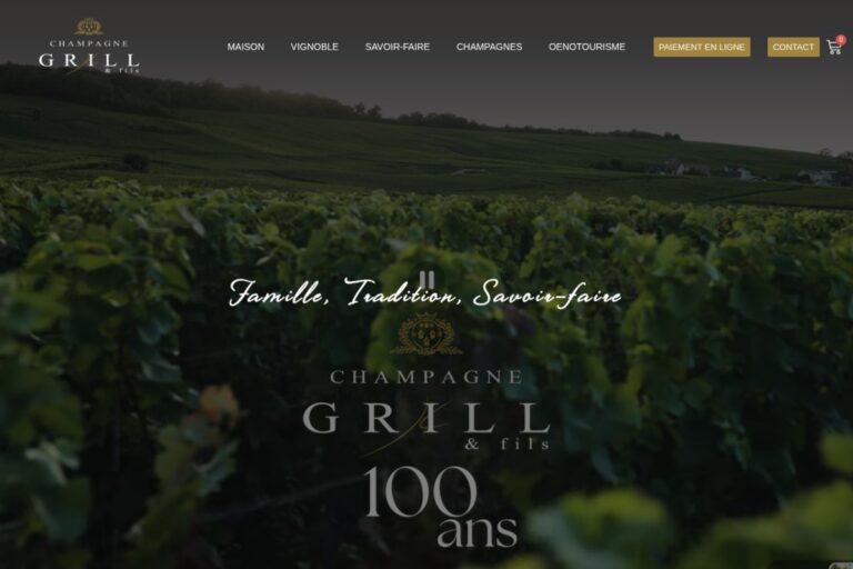 Page d'accueil du site Champagne Grill réalisé par l'Agence Arbane