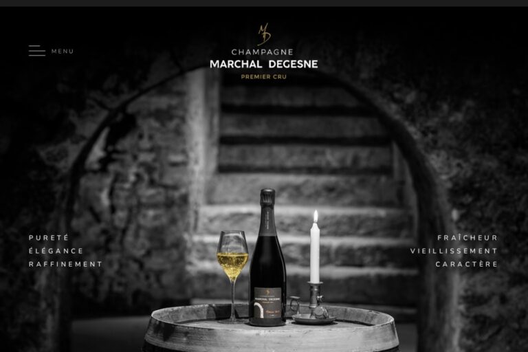 Page d'accueil du site Champagne Marchal de Gesne réalisé par l'Agence Arbane