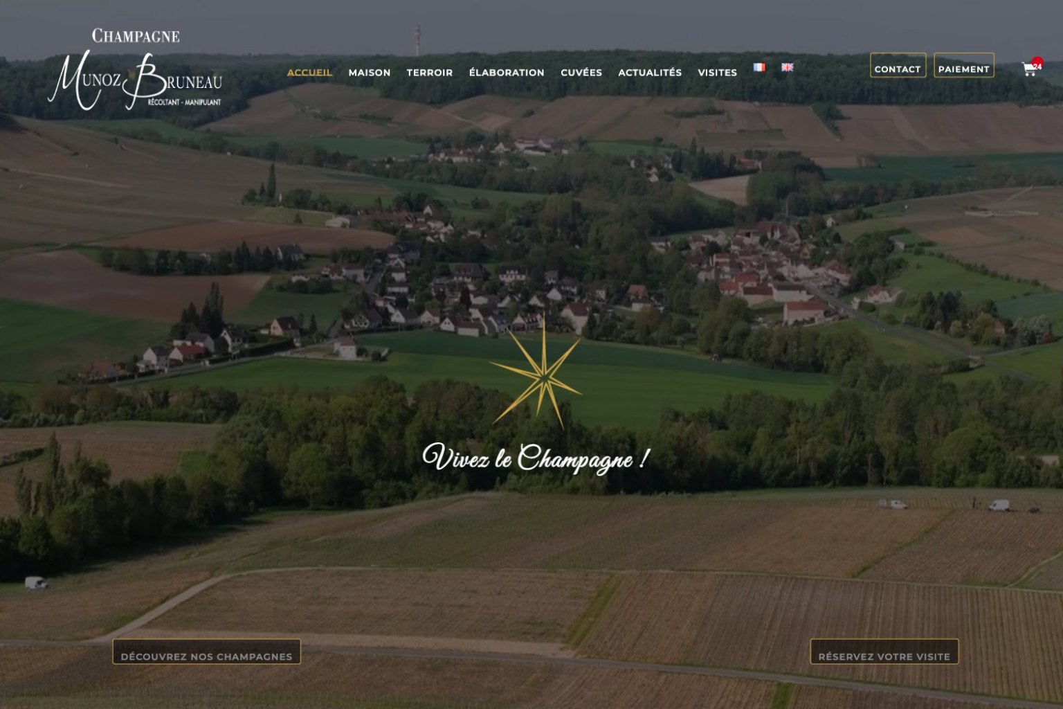 Site internet du Champagne Munoz-Bruneau réalisé par l’Agence Arbane
