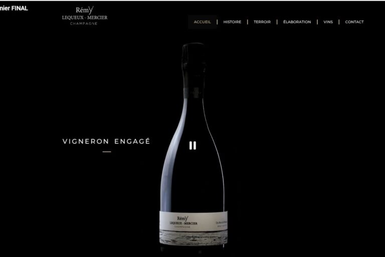 Page d'accueil du site Champagne Rémy Lequeux-Mercier réalisé par l'Agence Arbane