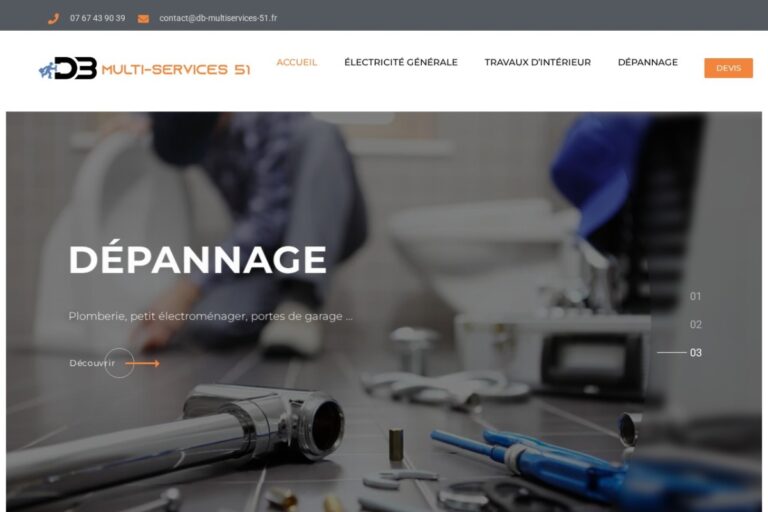 Page d'accueil du site DB Multiservices réalisé par l'Agence Arbane