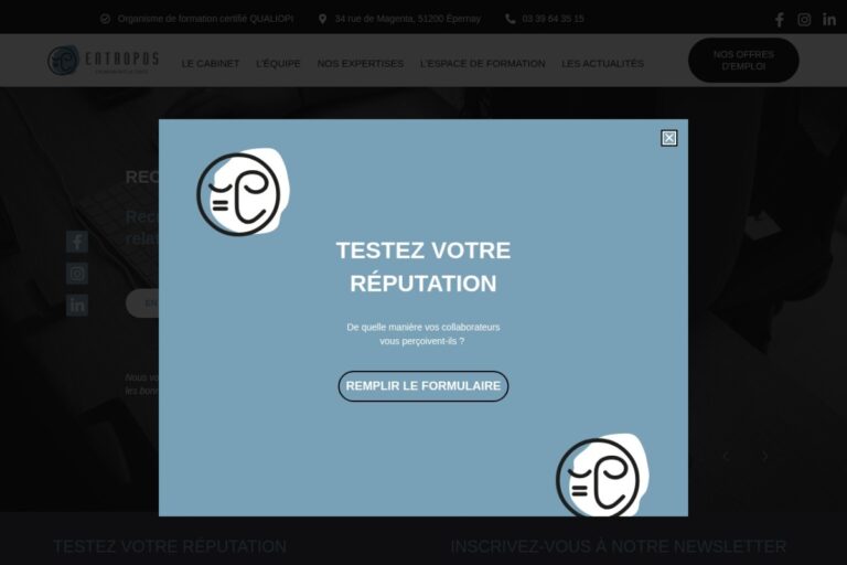 Page d'accueil du site Entropos réalisé par l'Agence Arbane