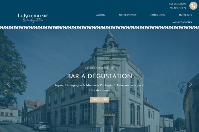 Page d'accueil du site Le Recommandé réalisé par l'Agence Arbane
